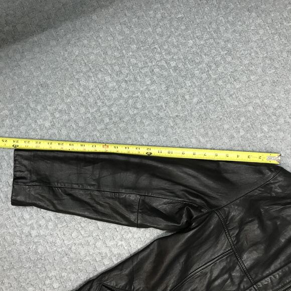 Jones New York Jacket Womens Medium Black Genuine Leather Pockets Style 38949 - Picture 6 of 12